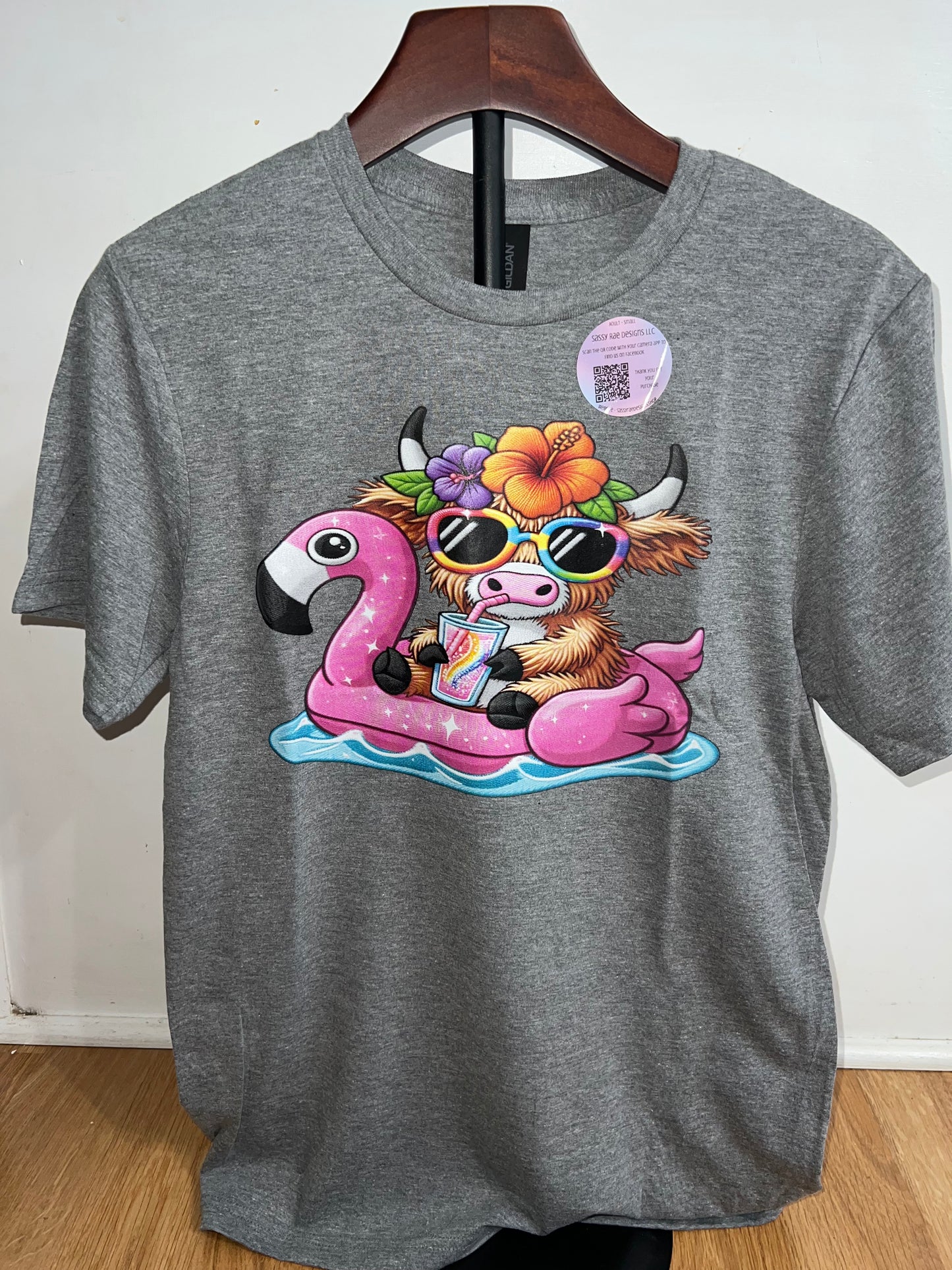 Gray Swimming Pool Cow Tee