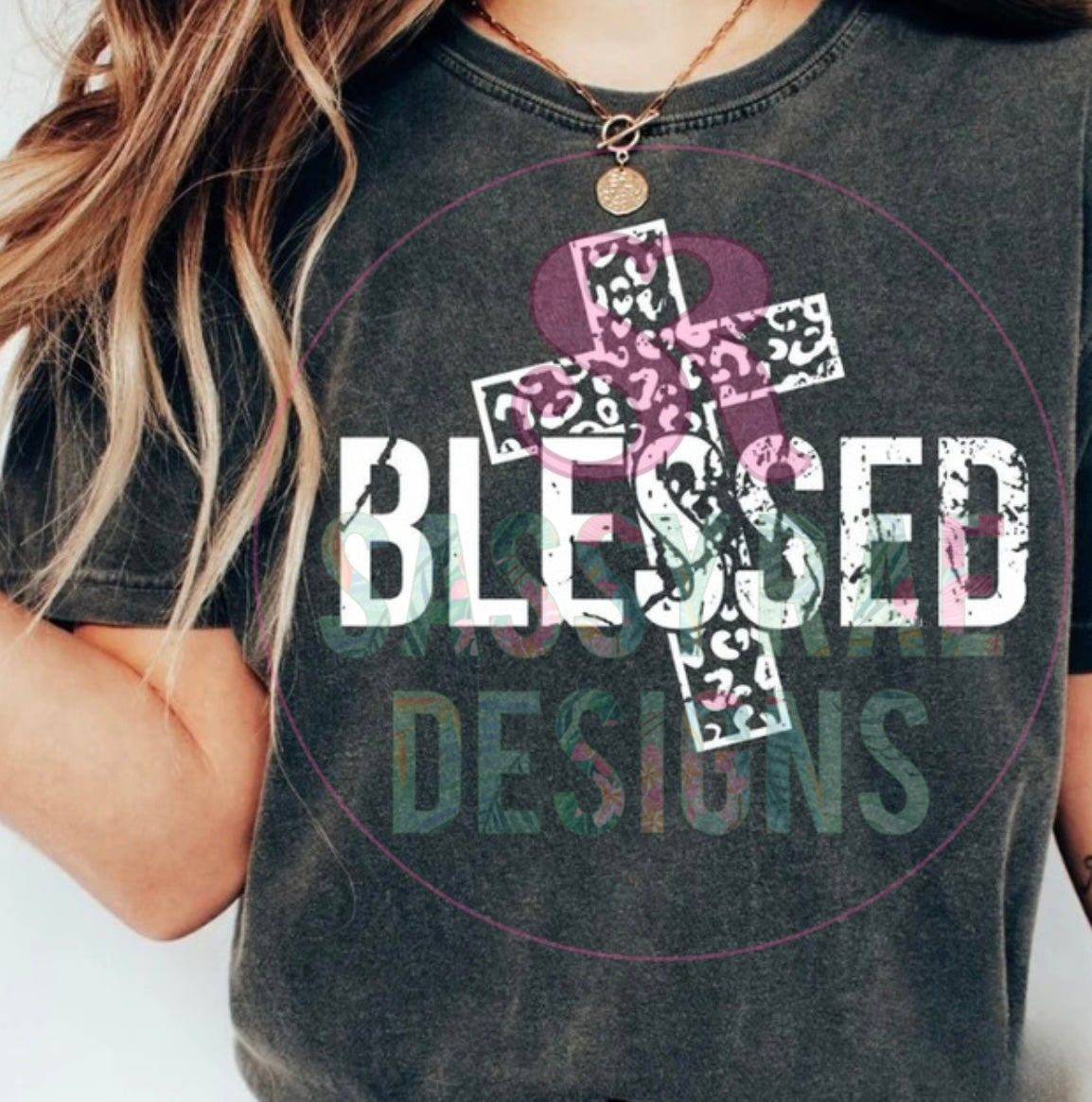 Blessed Cheetah Cross Tee