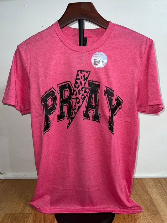 Pink Pray Bolt Tee