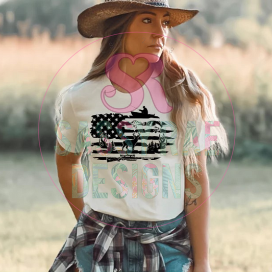 Outdoorsman American Flag Tee