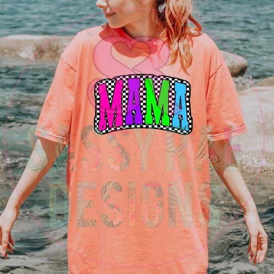 Colorful Checkered Mama Tee