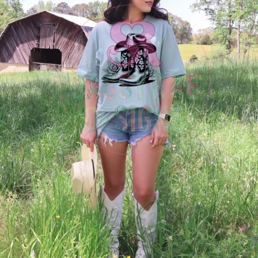 Cowboy Boots and Hat Tee